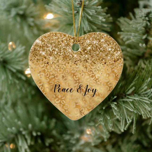 Glam Gold Confetti Glitter Leopard Print Ceramic Tree Decoration (Tree)