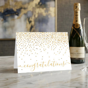 Glam Gold Confetti Script Congratulations Card