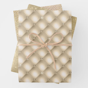 Glam Gold Cream Champagne Diamond Glitz Wedding  Wrapping Paper Sheet