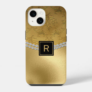 Glam Gold Damask Monogrammed Case-Mate iPhone Case