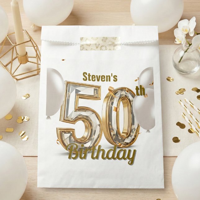 Glam Gold Diamond 50th Birthday Party Favour Bags (Creator Uploaded)
