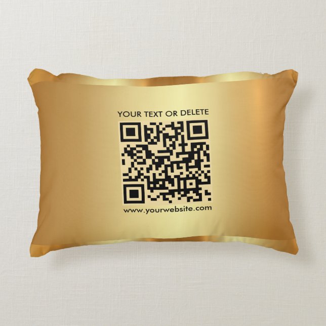 Glam Gold Elegant Template Custom QR Code Text Decorative Cushion (Front)