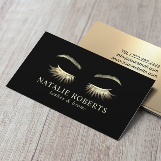 Glam Gold Eyelash Beauty Salon Makeup Artist Business Card (Creator Uploaded)