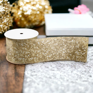 Glam Gold Faux Glitter Look Satin  Satin Ribbon