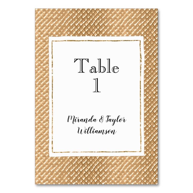 Glam Gold Faux Texture Table Number (Front)