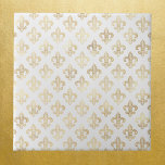 Glam Gold Fleur de Lis White Tile<br><div class="desc">White tile with gold fleur de lis.</div>