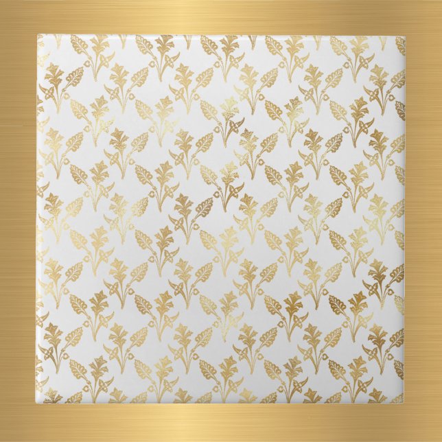 Glam Gold Floral White Tile (Creator Uploaded)