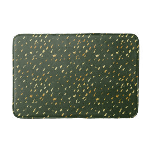 Glam gold foil and forest green abstract bath mat