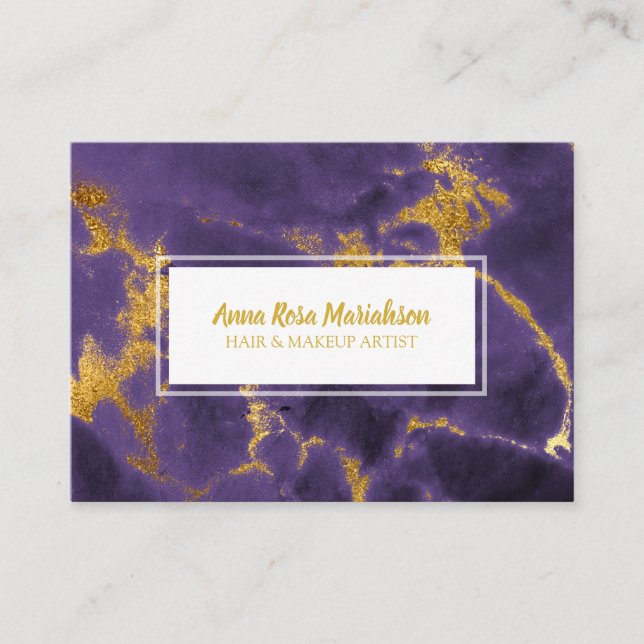 *~* Glam Gold Foil Chic Purple Marble Popular Luxe Business Card (Front)