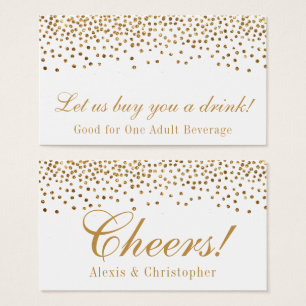 Glam Gold Foil Confetti Dots Wedding Drink Tickets