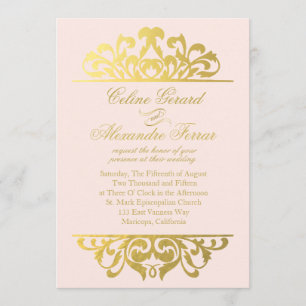Glam Gold Foil Flourish Wedding   blush gold Invitation