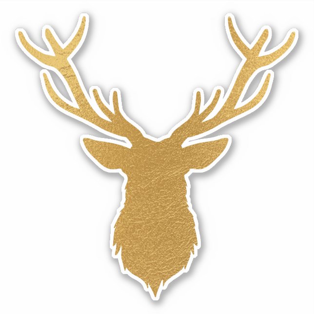 Glam Gold Foil Reindeer Holiday Vinyl Sticker (Front)