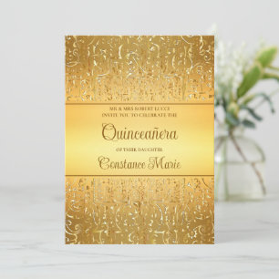 Glam Gold Frame Quinceanera Invitation