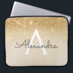 Glam Gold Glitter and Sparkle Chic Monogrammed Laptop Sleeve<br><div class="desc">Gold Ombre Faux Glitter and Sparkle Modern and Elegant Monogram Case. This case can be customised to include your initial and first name.</div>