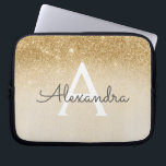 Glam Gold Glitter and Sparkle Chic Monogrammed Laptop Sleeve<br><div class="desc">Gold Ombre Faux Glitter and Sparkle Modern and Elegant Monogram Case. This case can be customised to include your initial and first name.</div>
