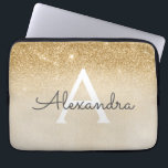 Glam Gold Glitter and Sparkle Chic Monogrammed Laptop Sleeve<br><div class="desc">Gold Ombre Faux Glitter and Sparkle Modern and Elegant Monogram Case. This case can be customised to include your initial and first name.</div>