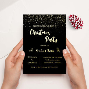 Glam Gold Glitter Christmas Black Party
