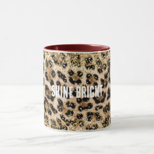 Glam Gold Glitter Cream Leopard Print Mug