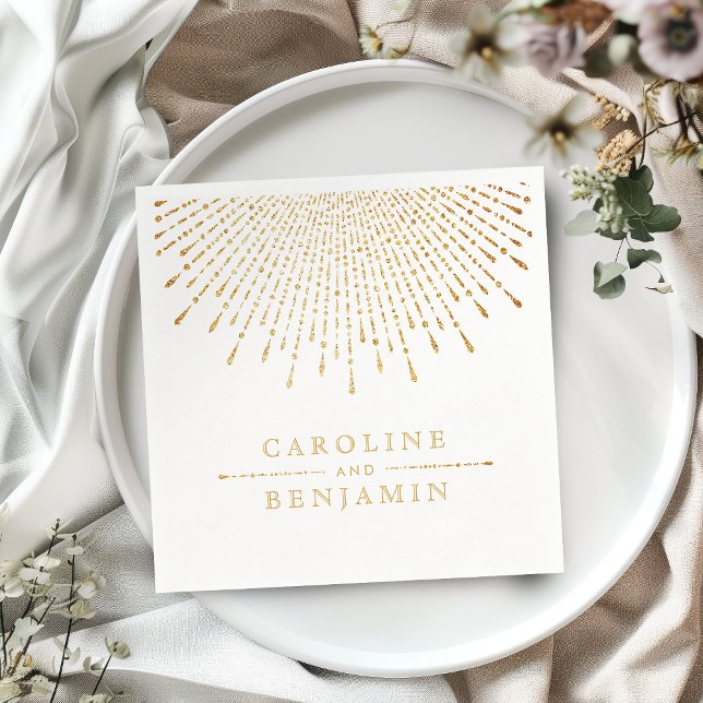 Glam gold glitter deco vintage wedding monogram napkin (Glam gold glitter deco vintage wedding monogram paper napkins)