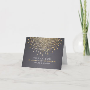 Glam gold glitter deco vintage wedding thank you card