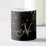 Glam Gold Glitter Diamond Sparkle Elegant Monogram Coffee Mug<br><div class="desc">Create your own personalised black and gold diamond sparkle coffee mug with your custom monogram and name.</div>