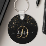Glam Gold Glitter Diamond Sparkle Elegant Monogram Key Ring<br><div class="desc">Create your own personalised black and gold diamond sparkle keychains with your custom monogram and name.</div>
