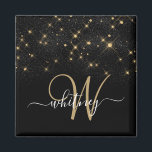 Glam Gold Glitter Diamond Sparkle Elegant Monogram Magnet<br><div class="desc">Create your own personalised black and gold diamond sparkle magnets with your custom monogram and name.</div>