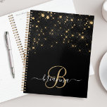 Glam Gold Glitter Diamond Sparkle Elegant Monogram Planner<br><div class="desc">Create your own personalised black and gold diamond sparkle planner with your custom monogram and name.</div>