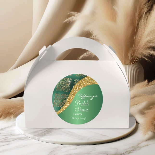 Glam Gold Glitter Green Metallic Bridal Classic Round Sticker (Creator Uploaded)