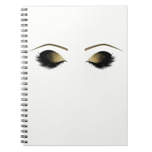Glam Gold Glitter Makeup Eyelashes Beauty Salon Spiral Notebook