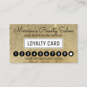 Glam Gold Glitter Mesh Loyalty Discount Punch Card