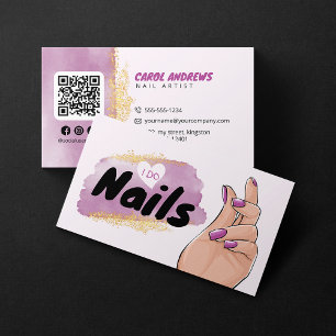 Glam Gold Glitter Nail Artist Nail Technician Art Business Card