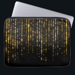 Glam gold glitter & sparkles laptop sleeve<br><div class="desc">Elegant black glam gold glitter and sparkles</div>