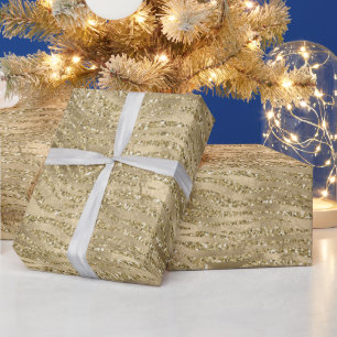 Glam Gold Glitz Glitter Zebra Print             Wrapping Paper