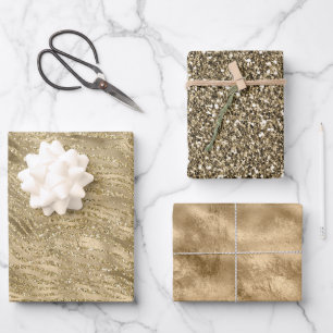 Glam Gold Glitz Glitter Zebra Print         Wrapping Paper Sheet