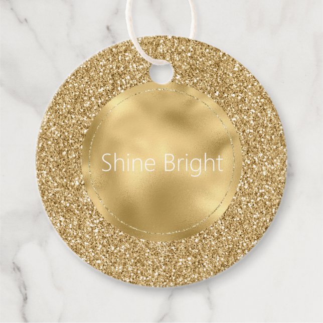Glam Gold Glitzy Glitter  Favour Tags (Front)
