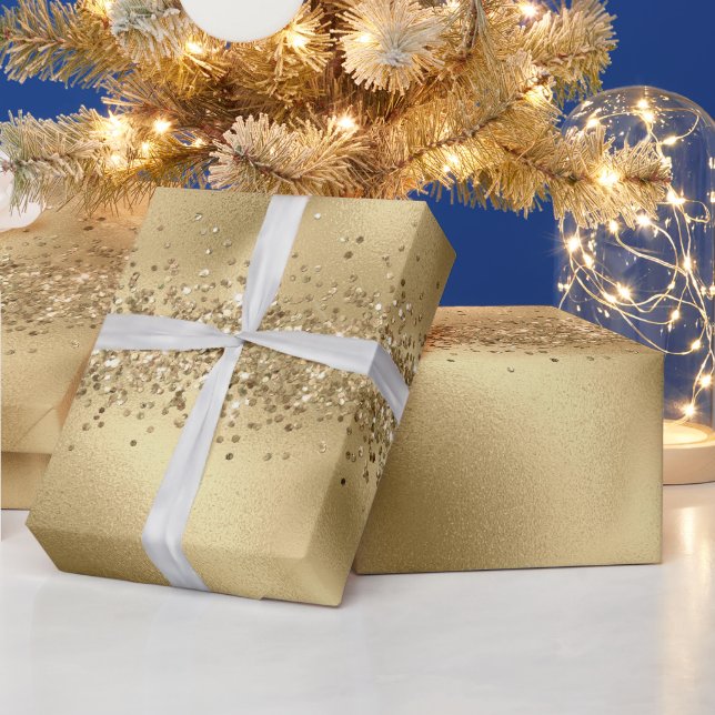 Glam Gold Glitzy Sparkle Glitter      Wrapping Paper (Holidays)