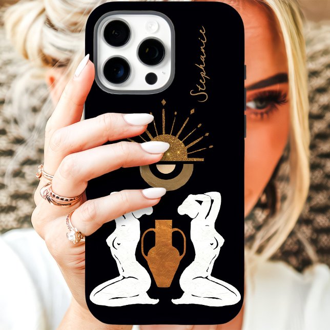 Glam Gold Goddess Monogram Personalised Glitter Case-Mate iPhone Case (Creator Uploaded)