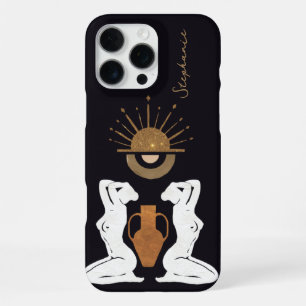 Glam Gold Goddess Monogram Personalised Glitter iPhone 16 Pro Max Case