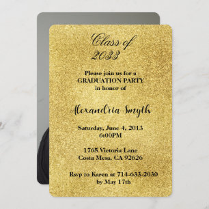 Glam Gold Graduation Your Photo Invitation
