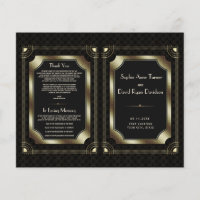 Glam Gold Great Gatsby Art Deco Wedding Program