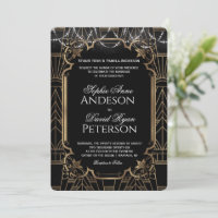Glam Gold Great Gatsby Black Art Deco 20s Wedding