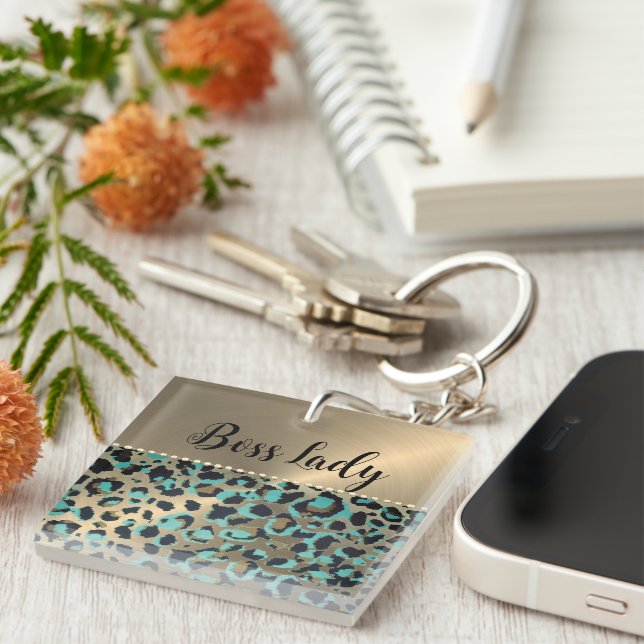 Glam Gold Leopard Boss Lady    Key Ring (Front Right)