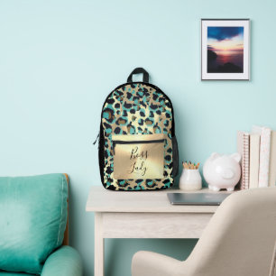 Glam Gold Leopard Boss Lady Printed Backpack
