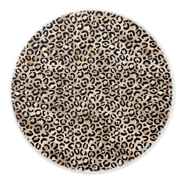 Glam Gold Leopard Print Ceramic Knob (Front)