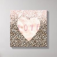 Glam Gold Leopard Print Pink Glitter Love Heart