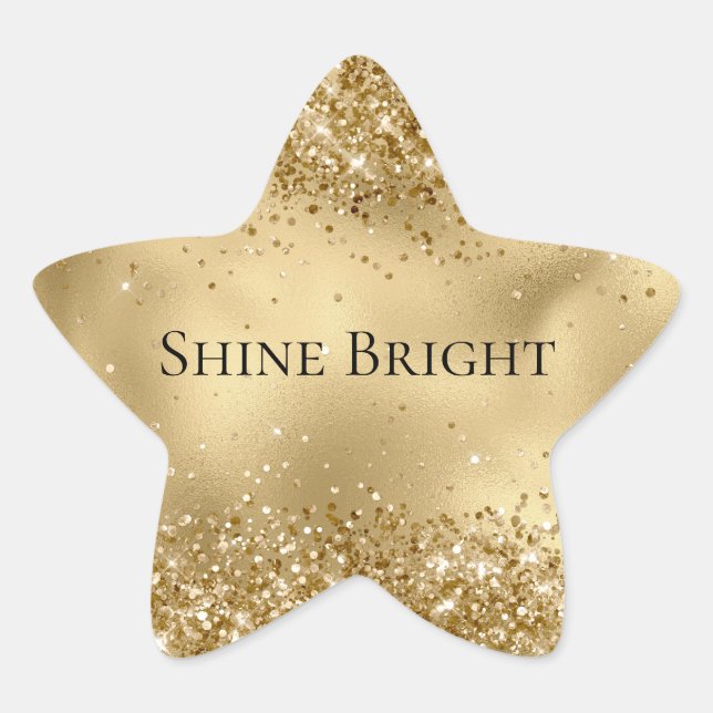 Glam Gold Luxe Glitzy Sparkle Glitter  Star Sticker (Front)