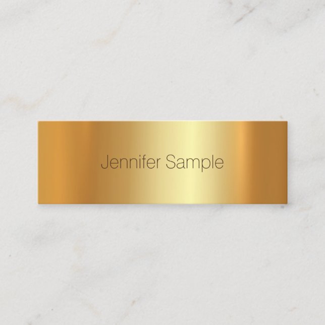Glam Gold Modern Sophisticated Trending Plain Mini Business Card (Front)