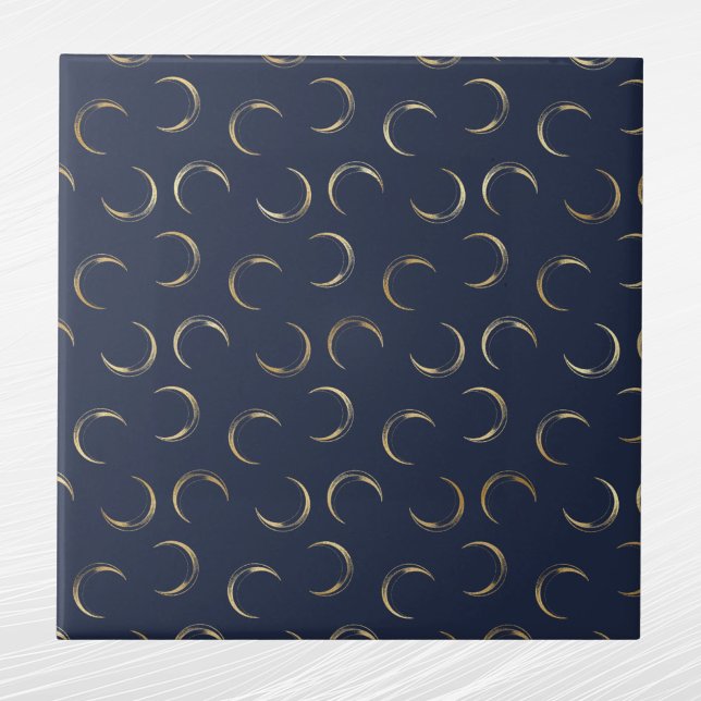 Glam Gold Moons Navy Blue Tile (Creator Uploaded)