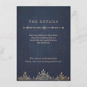 Glam gold navy art deco vintage wedding details enclosure card